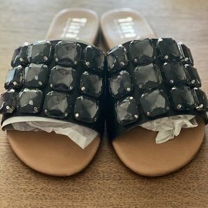 Tiara black jeweled sandals size 7.5
